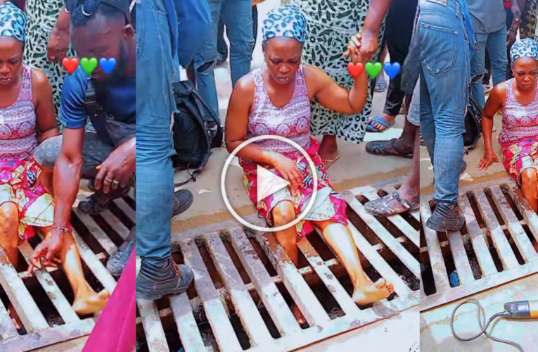 😢💔 Painful Moment as Woman’s Leg Gets Trapped in Metal Gutter Cover